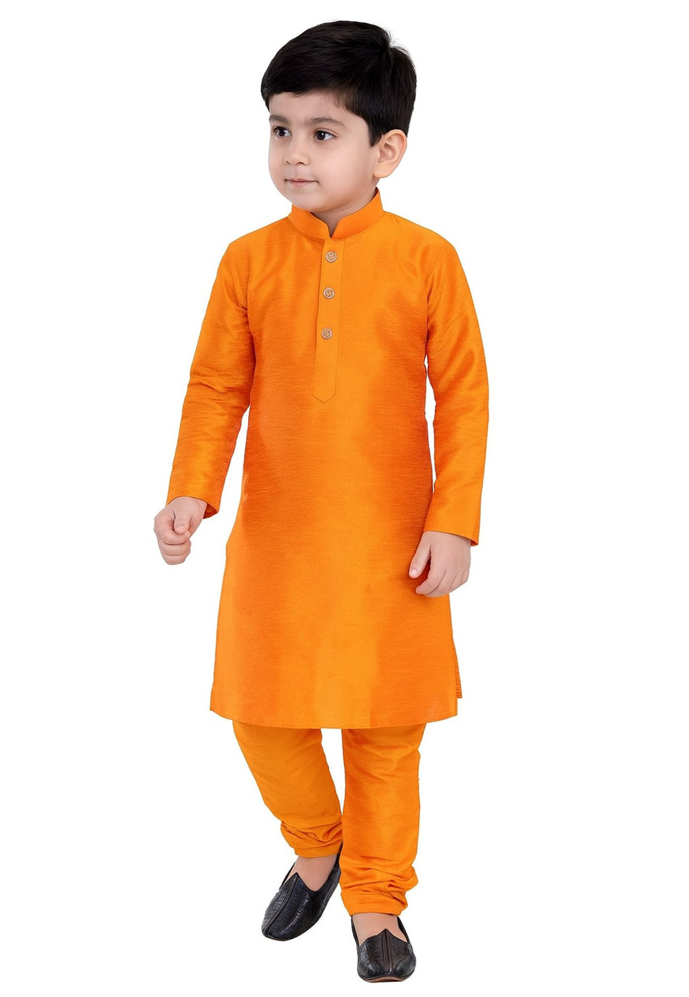 Orange Dupion Silk Kids Kurta Pajama 321237