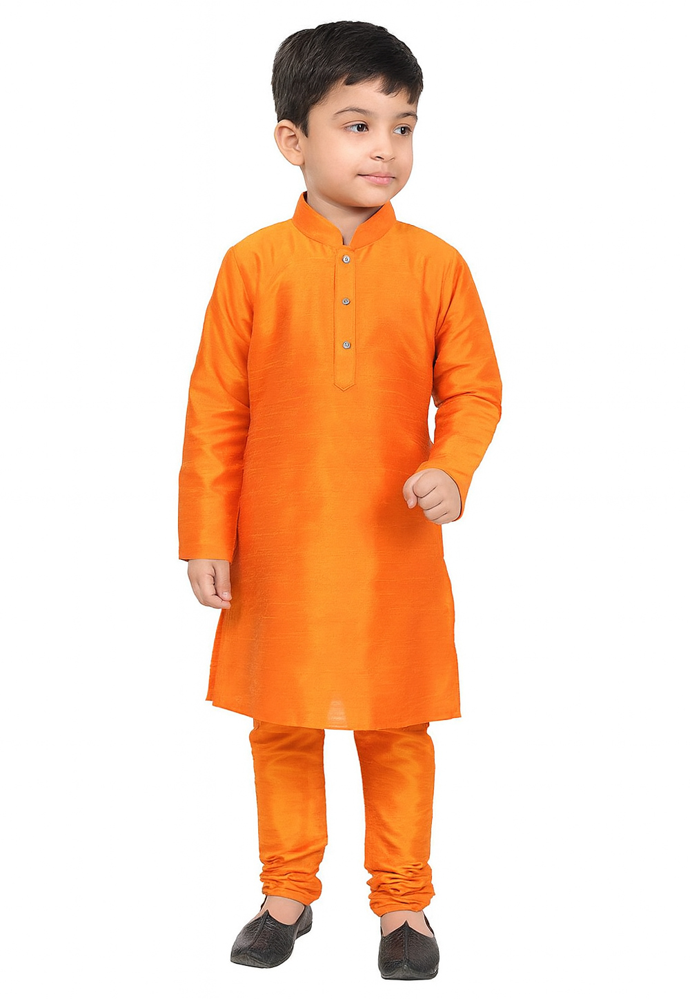 Orange Dupion Silk Kids Kurta Pajama 320842