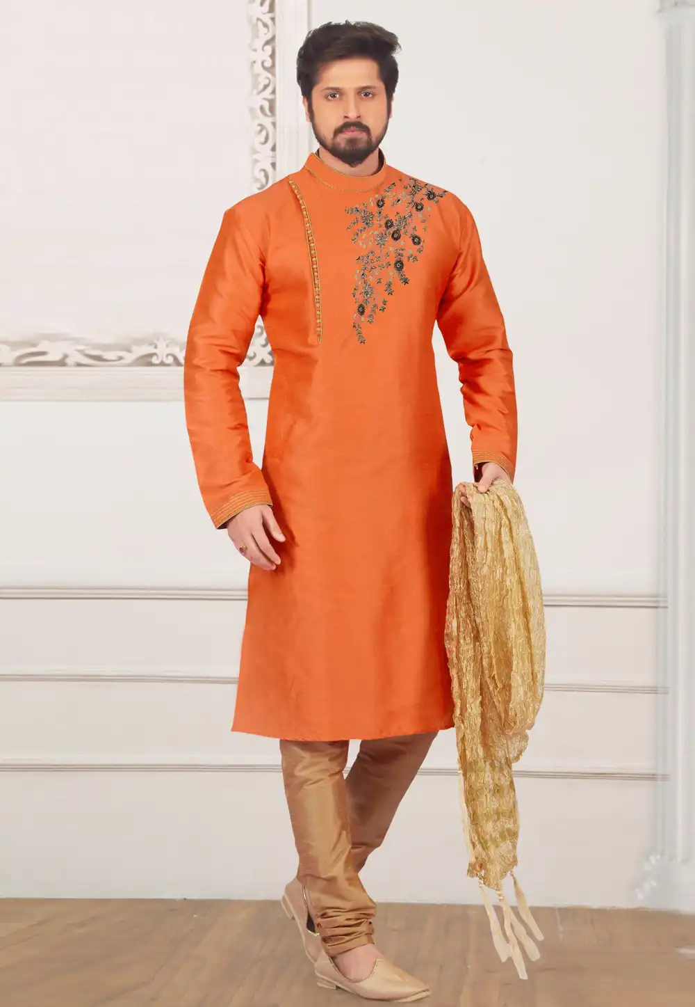 Orange Dupion Silk Kurta Pajama 312928