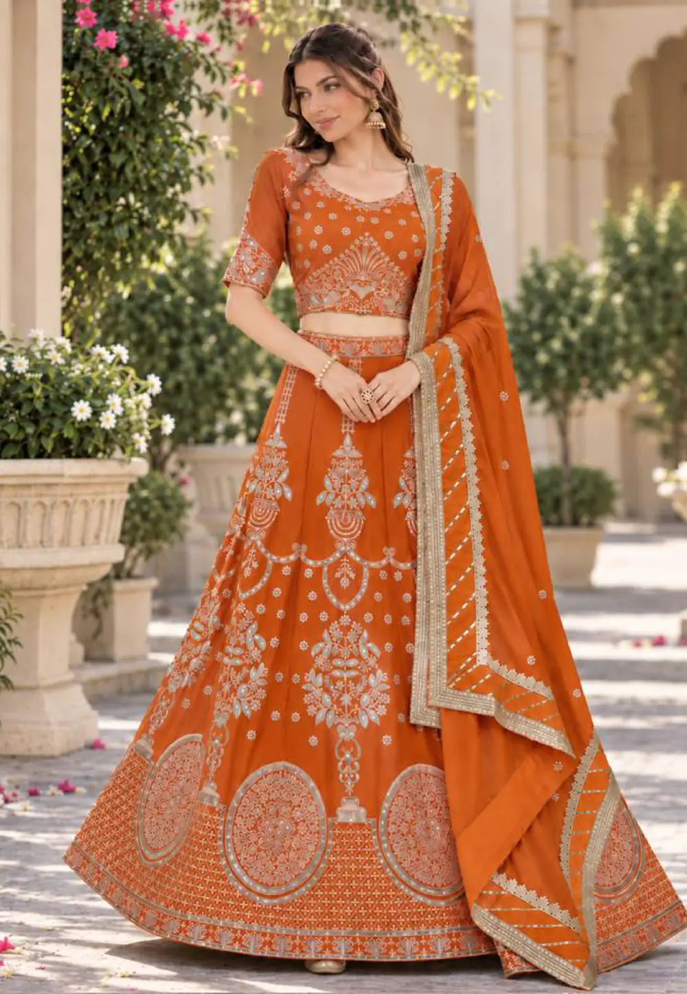 Orange Georgette Lehenga Choli 335834