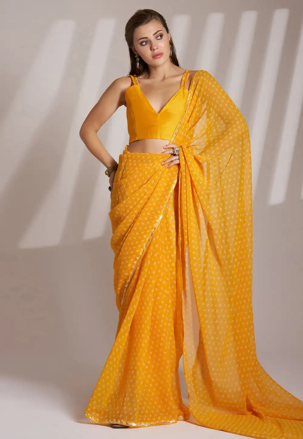 Orange Georgette Saree With Blouse 305385