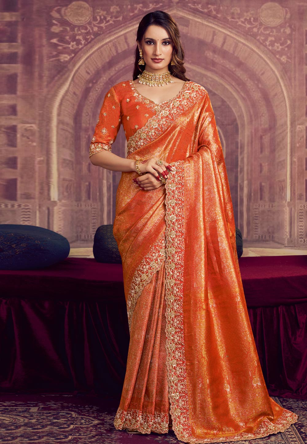 Orange Kanjivaram Silk Saree With Blouse 319500