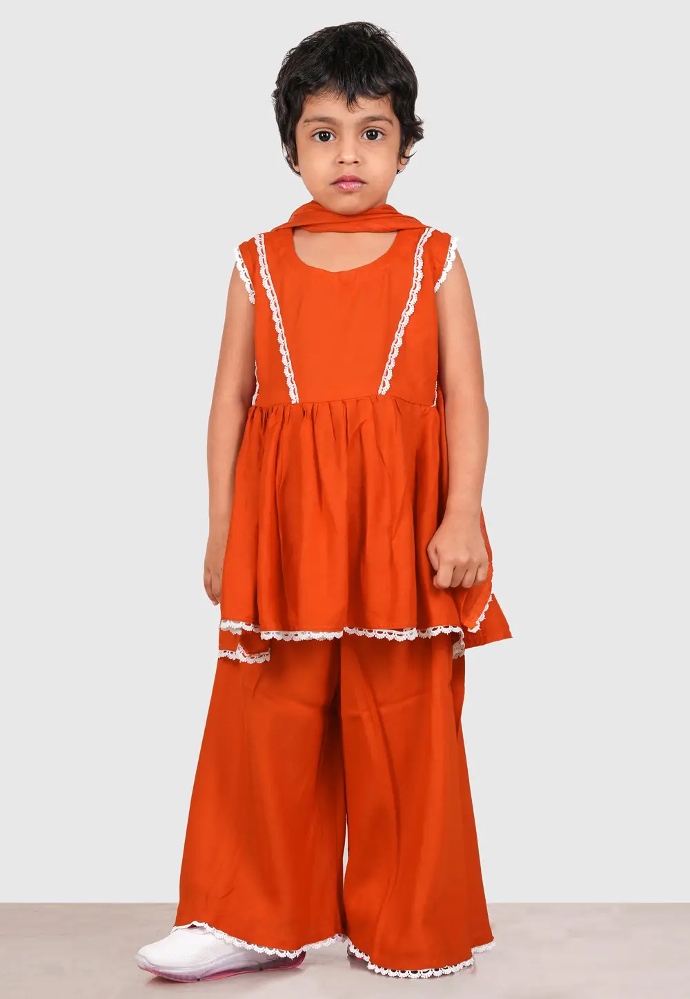 Orange Rayon Girls Salwar Suit 335732