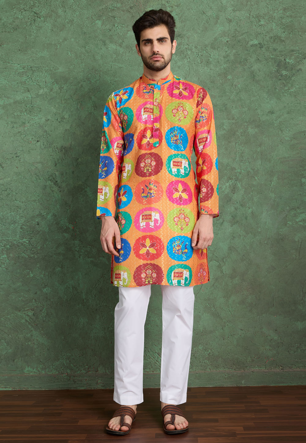 Orange Rayon Kurta Pajama 311423