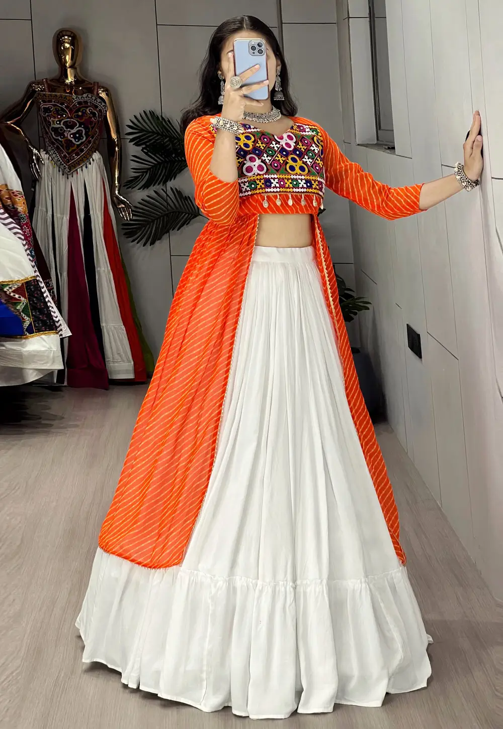 Orange Rayon Navratri Chaniya Choli 333014