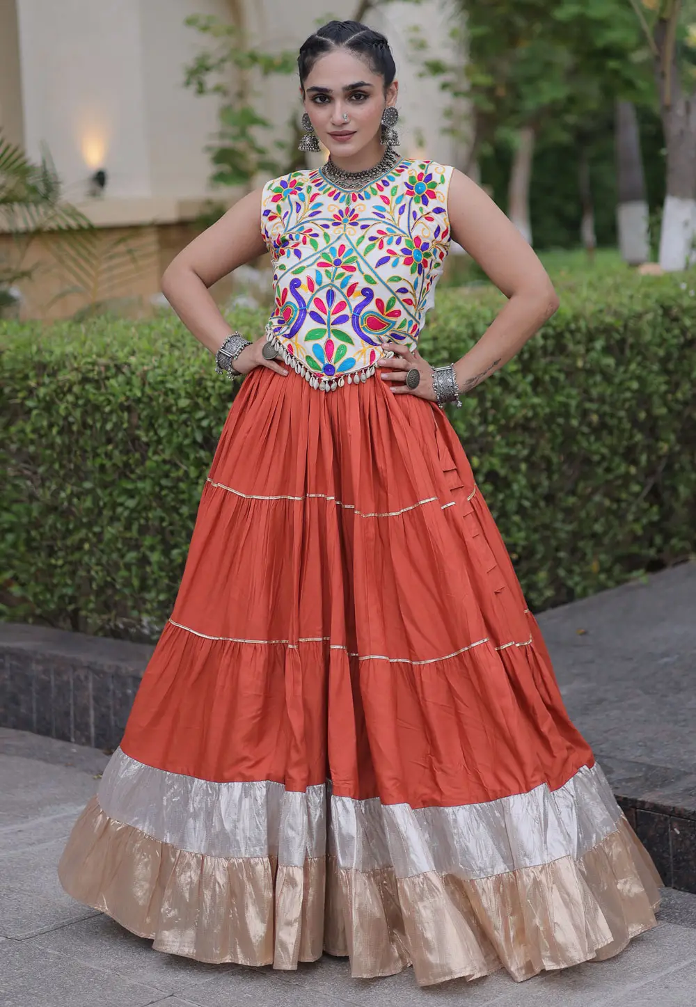 Orange Rayon Navratri Chaniya Choli 333810
