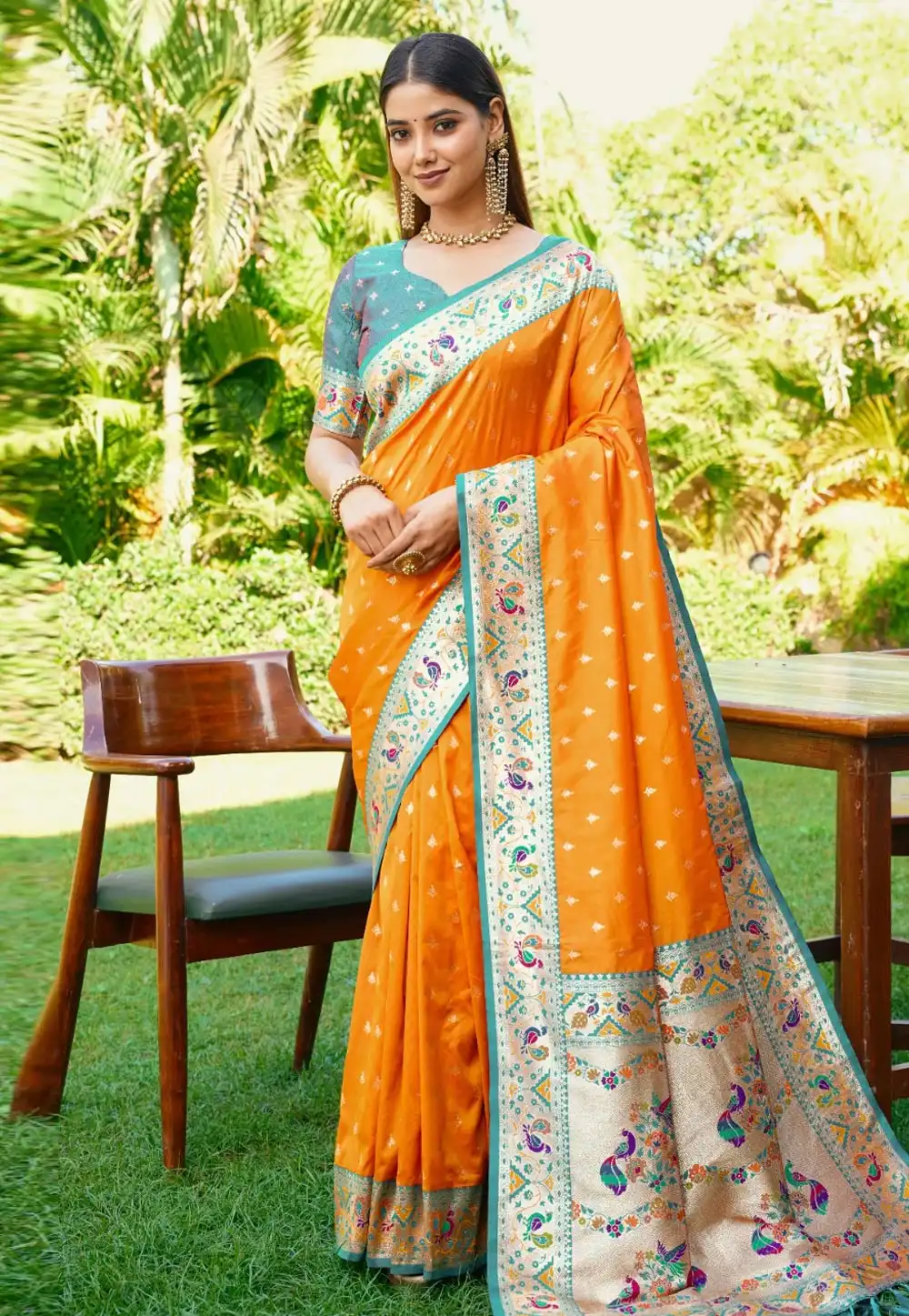 Orange Silk Paithani Saree 327555