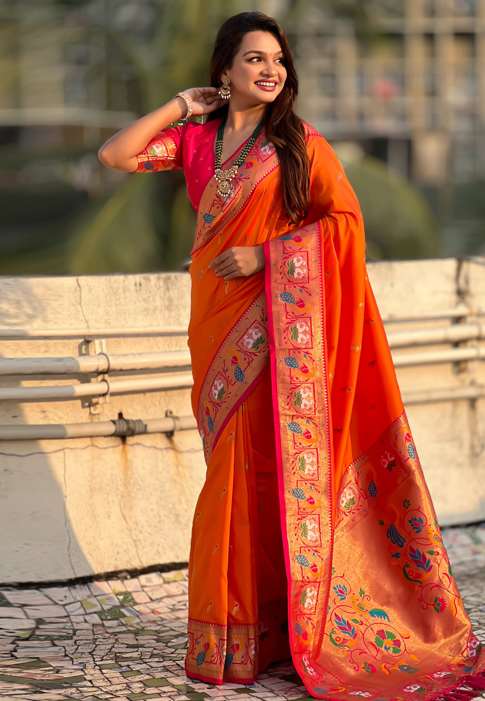 Orange Silk Paithani Saree 320659