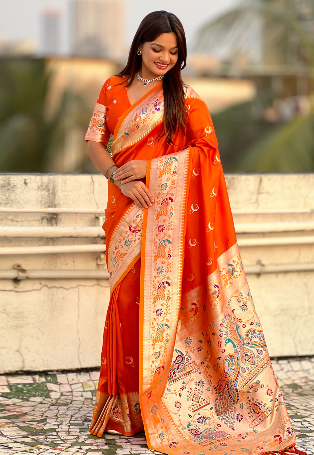 Orange Silk Paithani Saree 320669