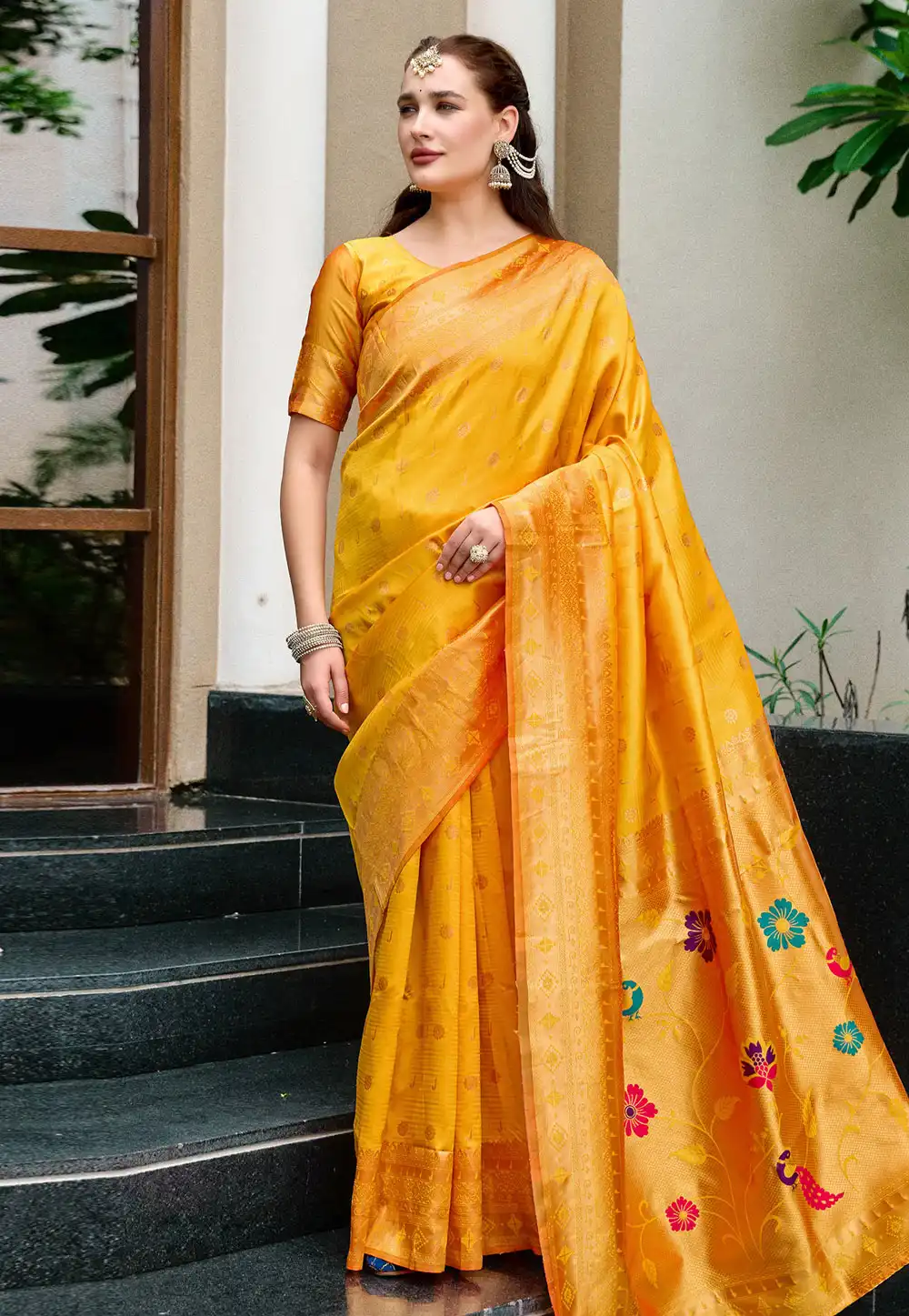 Yellow Silk Paithani Saree 316152
