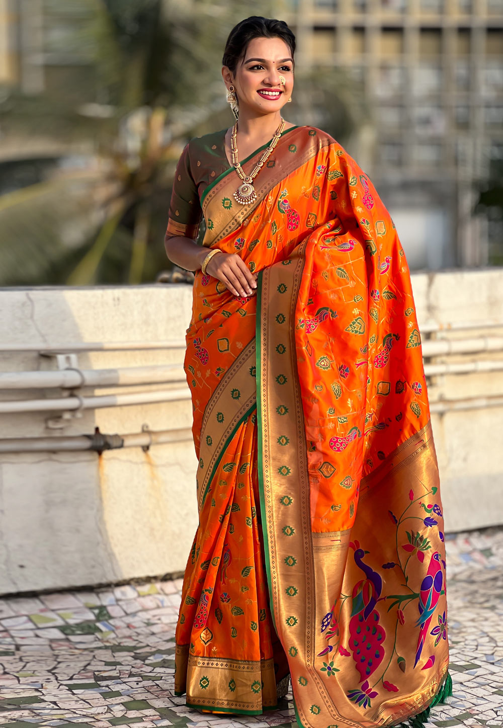 Orange Silk Paithani Saree 306992