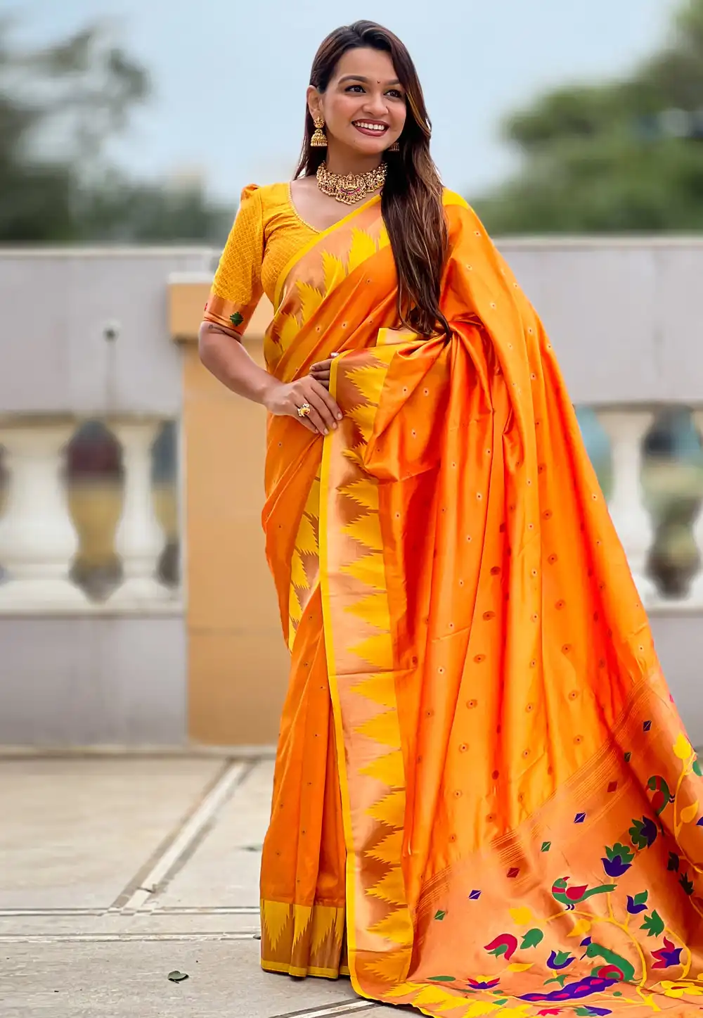 Orange Silk Paithani Saree 314763
