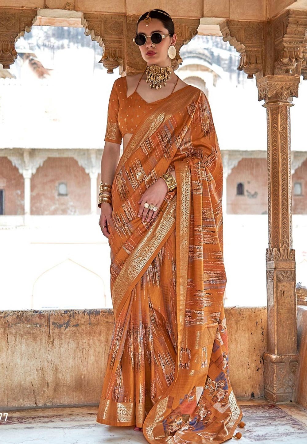Orange Silk Saree With Blouse 318454