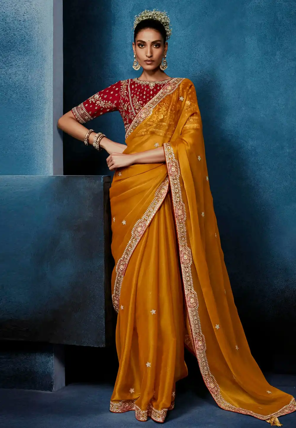 Orange Silk Saree With Blouse 327252