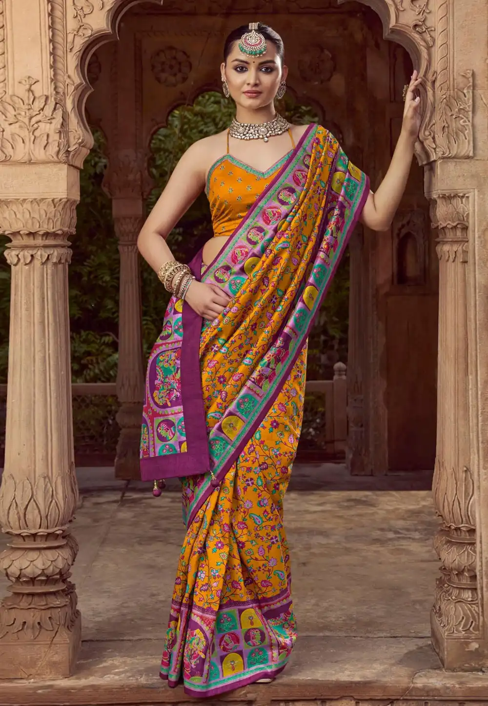 Orange Silk Saree With Blouse 316608