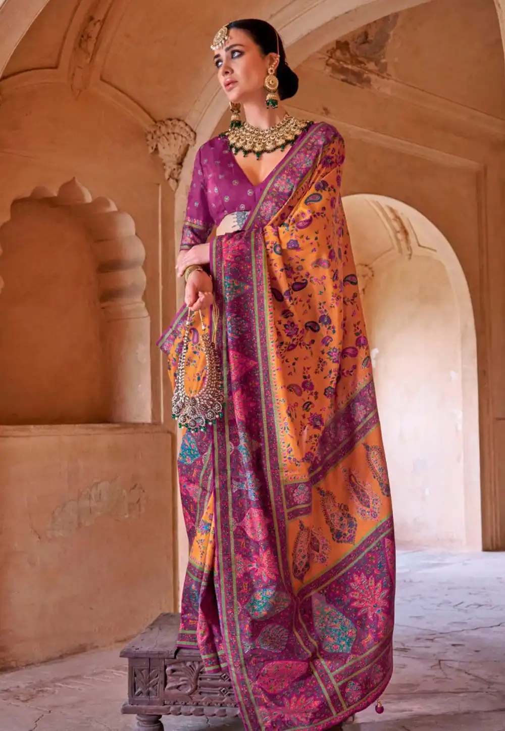 Orange Silk Saree With Blouse 315776