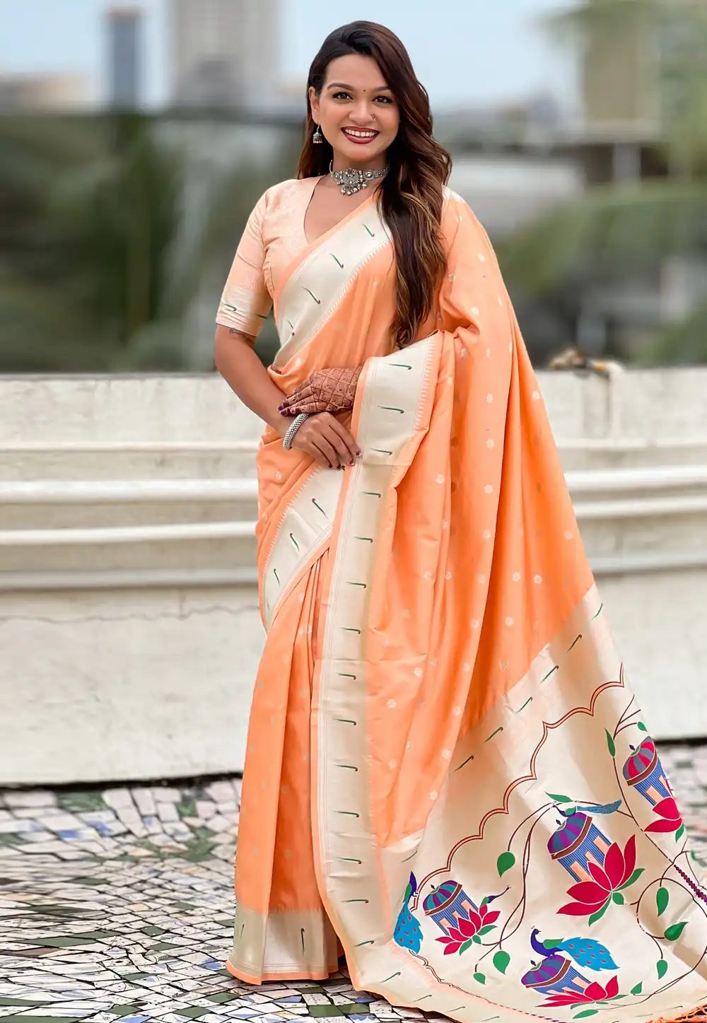 Peach Silk Saree With Blouse 317152