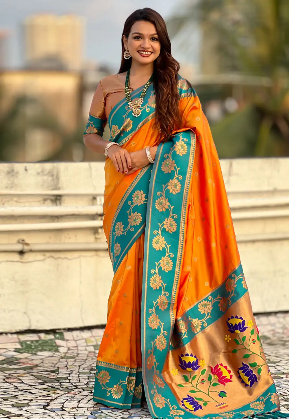 Orange Silk Saree With Blouse 326527