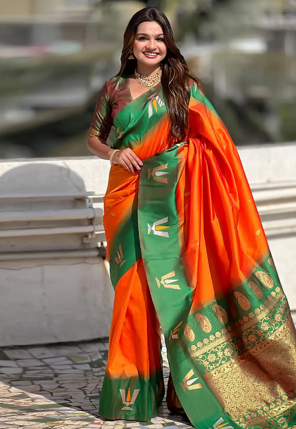 Orange Silk Saree With Blouse 309990