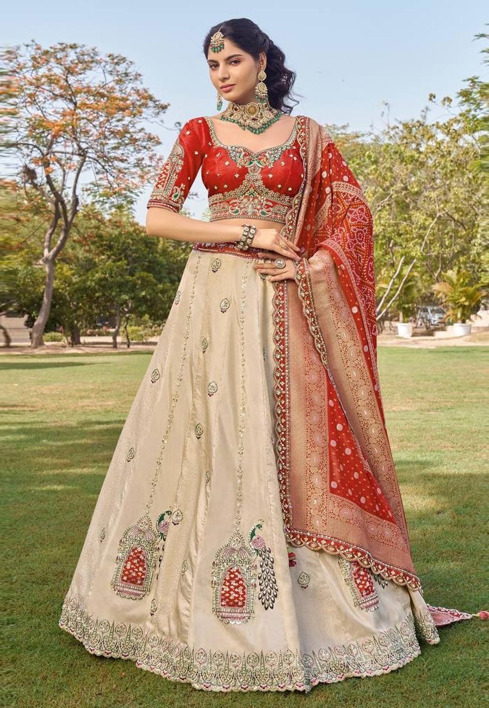 Orange Tissue Lehenga Choli For Wedding 329229