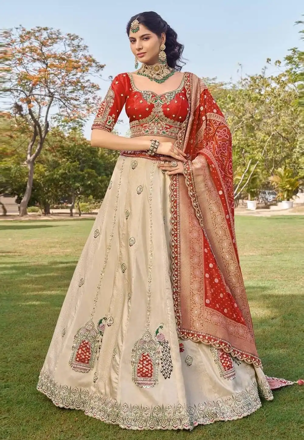 Orange Tissue Lehenga Choli For Wedding 329229
