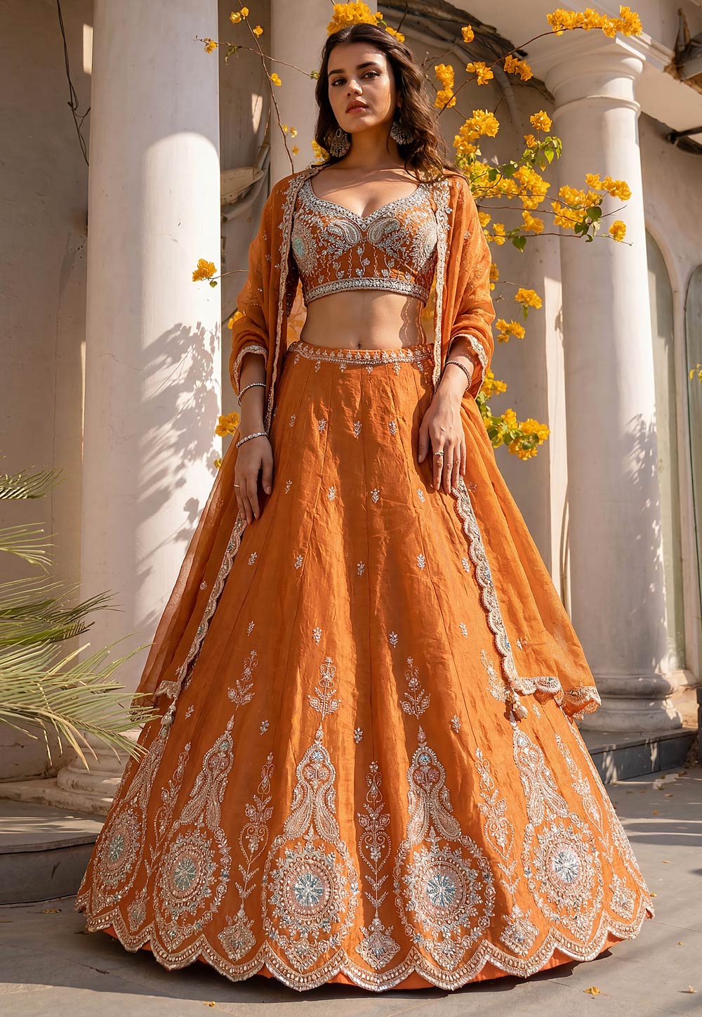 Orange Viscose Lehenga Choli For Wedding 329258
