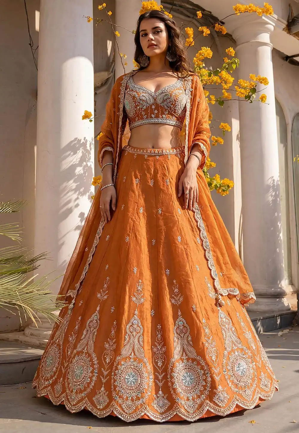 Orange Viscose Lehenga Choli For Wedding 329258