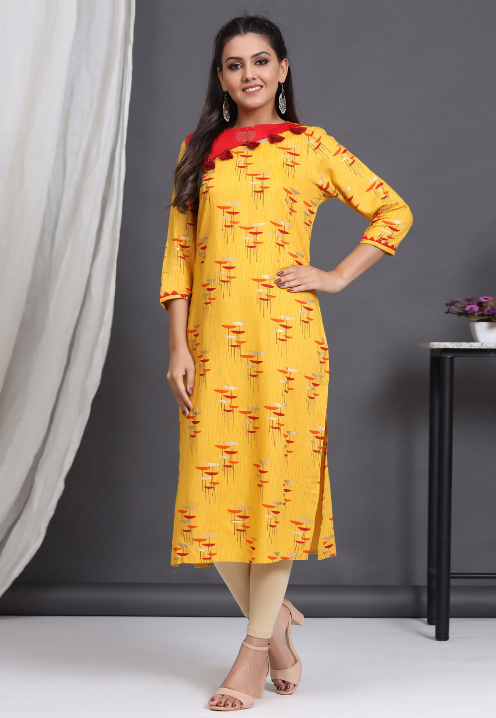 Yellow Rayon Readymade Kurti 212991