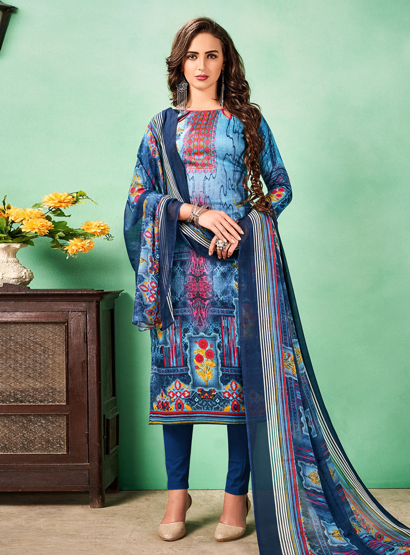 Blue Cotton Pant Style Suit 140240