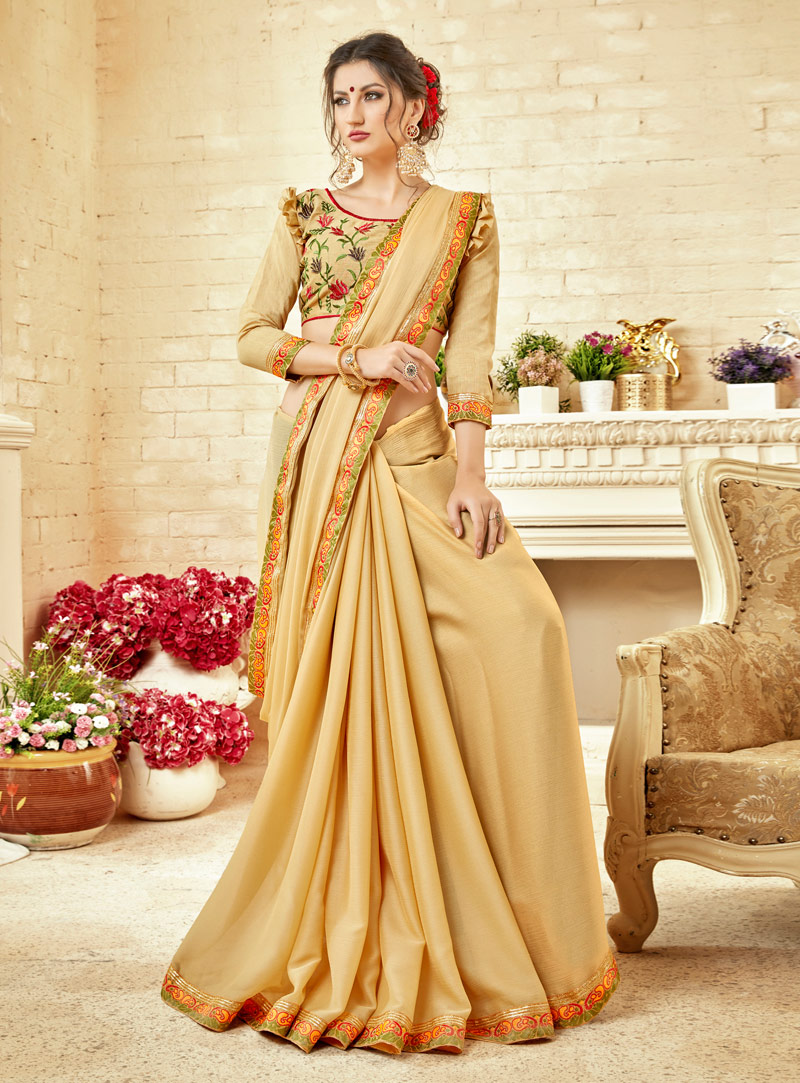 Beige Chiffon Festival Wear Saree 143746