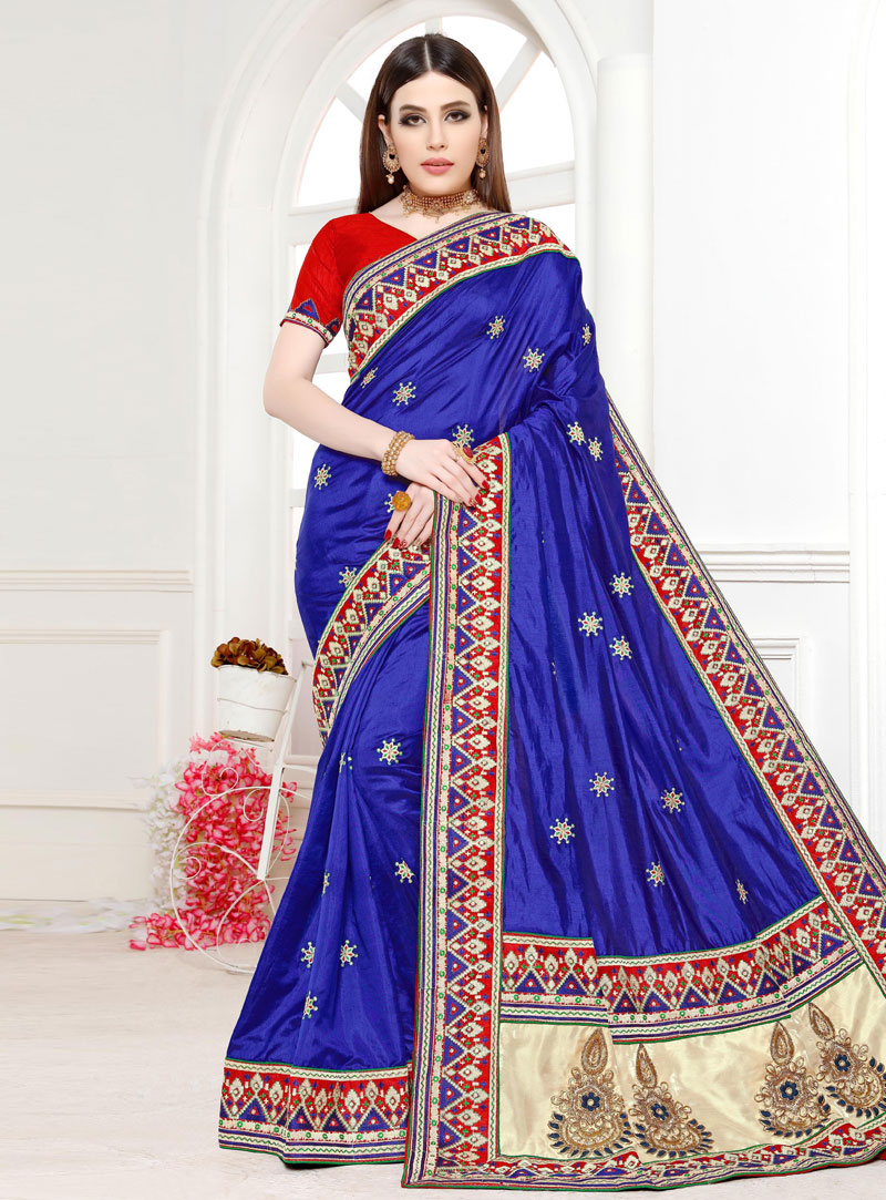 Royal Blue Art Silk Festival Wear Saree 149634