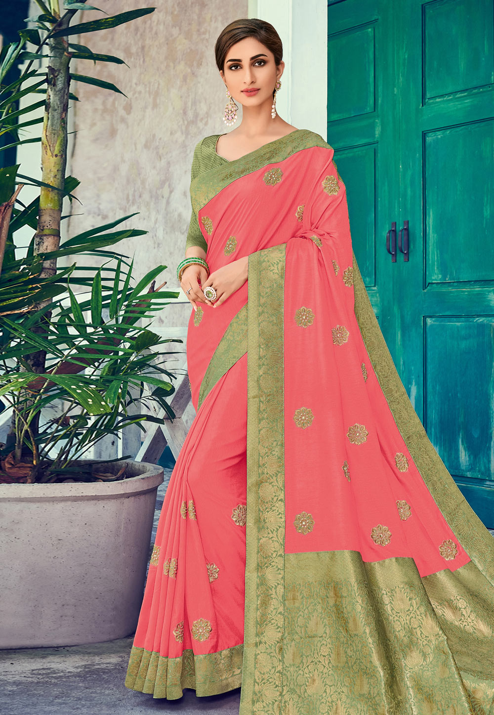 Pink Art Silk Festival Wear Saree 163495