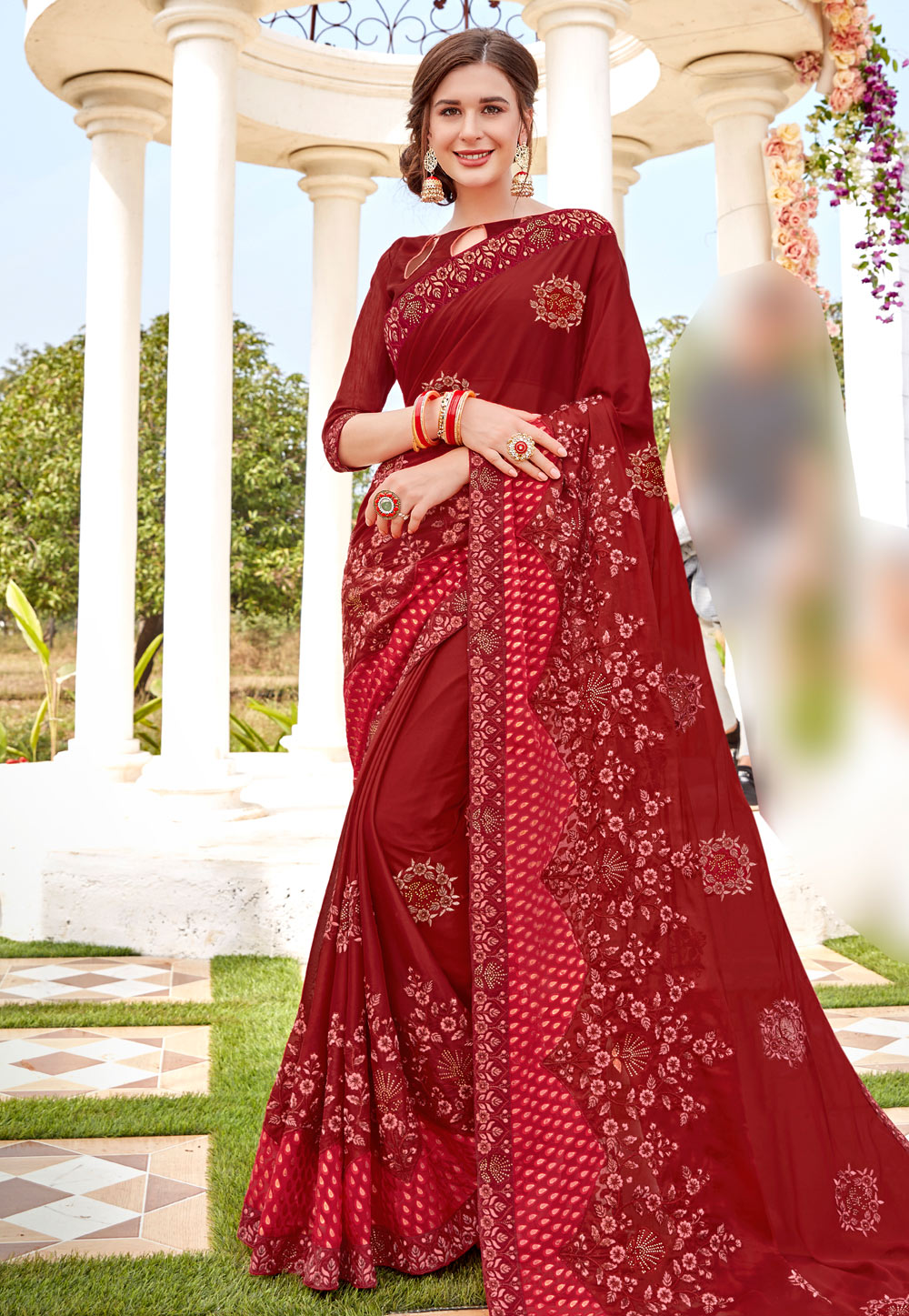 Maroon Georgette Festival Wear Saree 195018