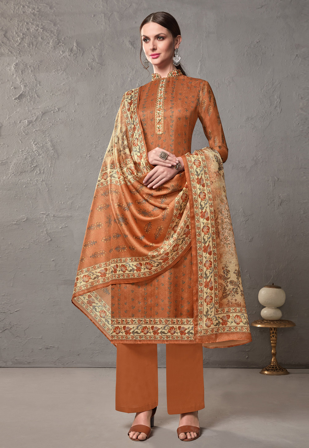 Rust Net Palazzo Suit