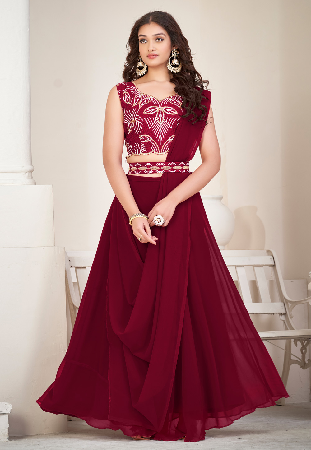Maroon Georgette Lehenga Choli 275600