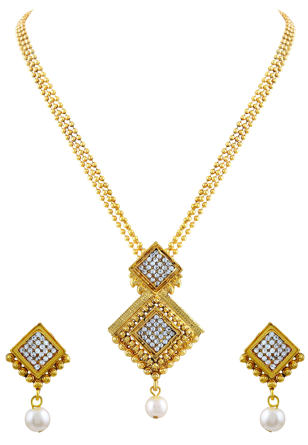Golden Alloy Pendant Set 191222