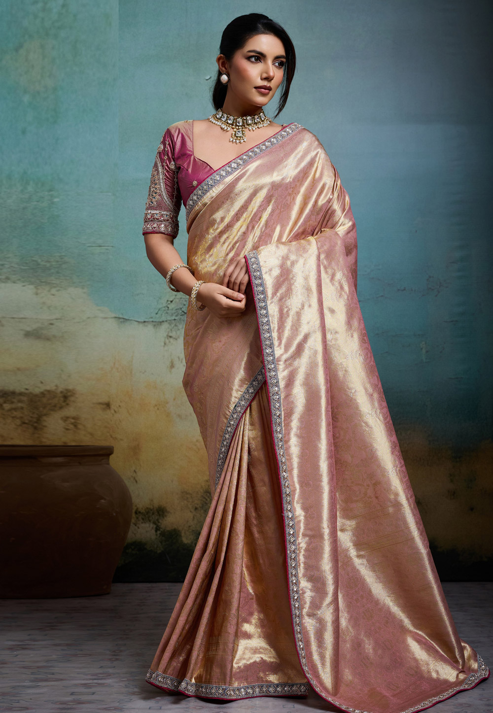 Peach Banarasi Saree 328060