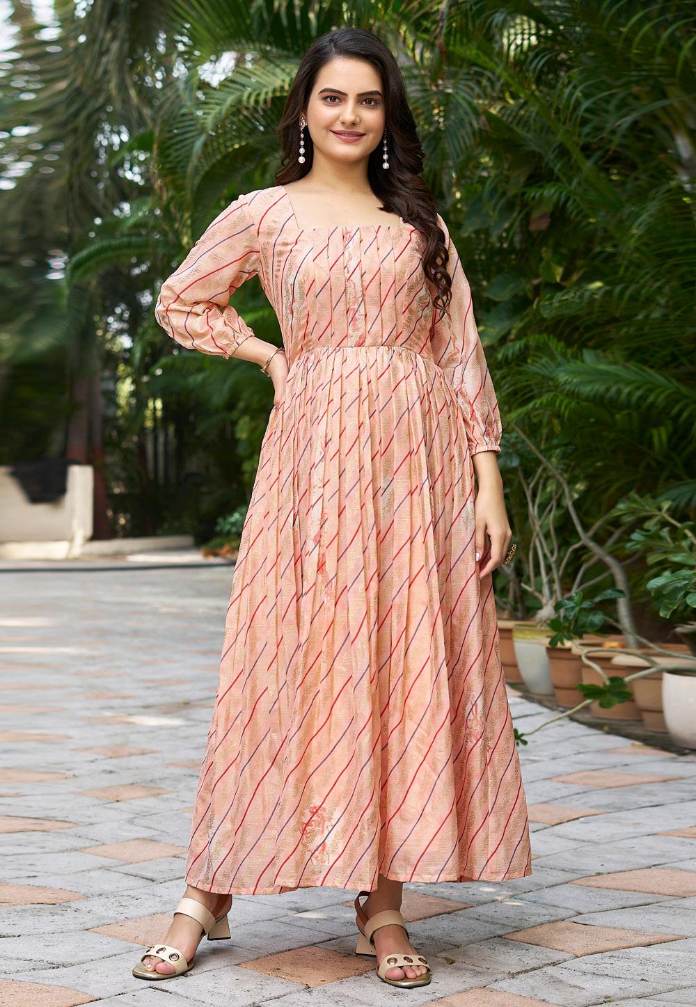 Peach Chinon Gown 328568