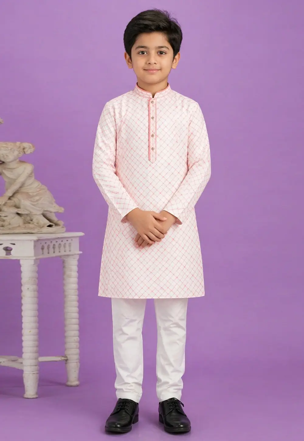 Peach Cotton Boys Kurta Pajama 335754