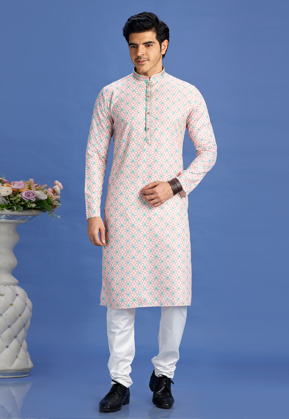 Peach Cotton Kurta Pajama 283315