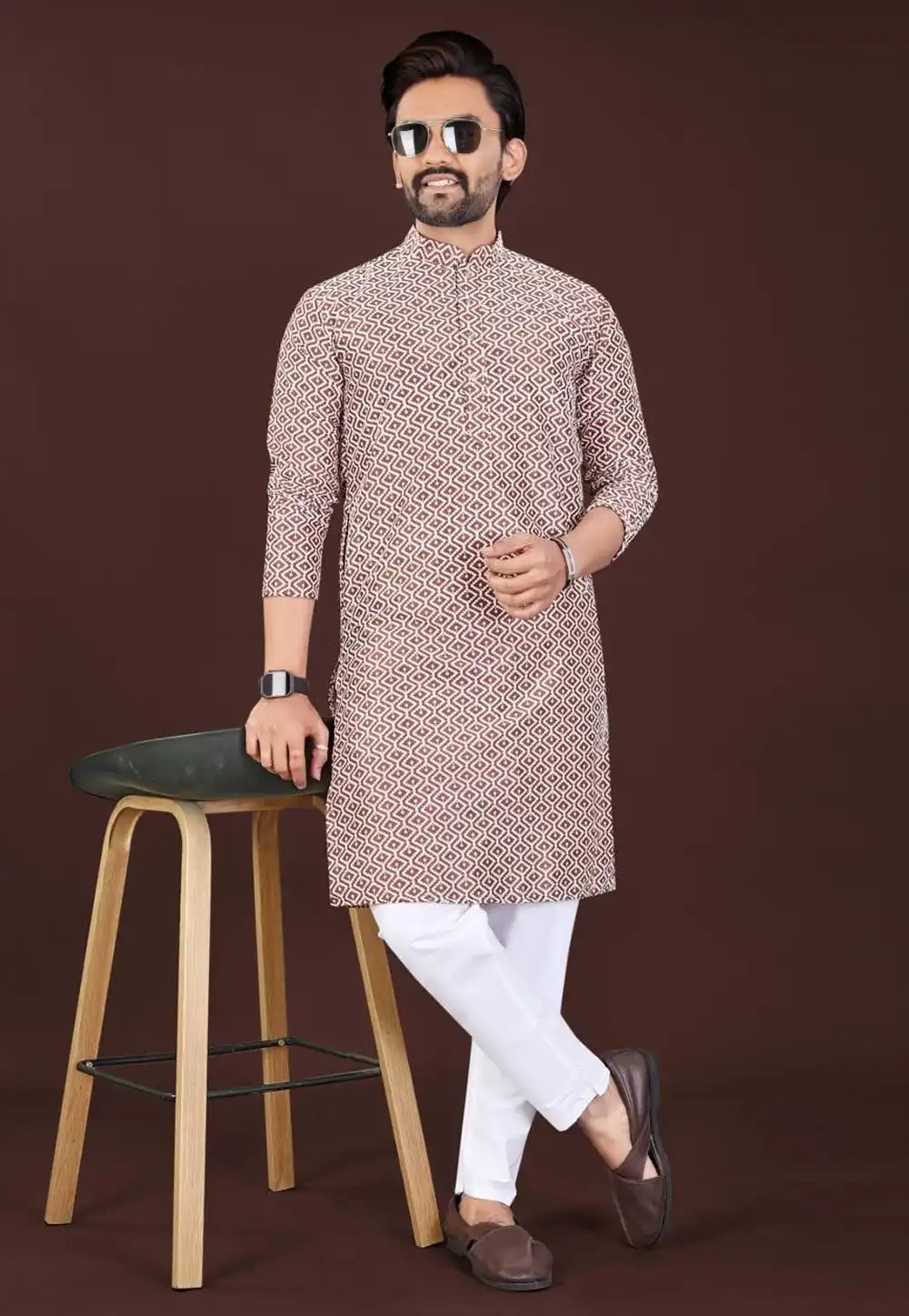 Peach Cotton Kurta Pajama 320078