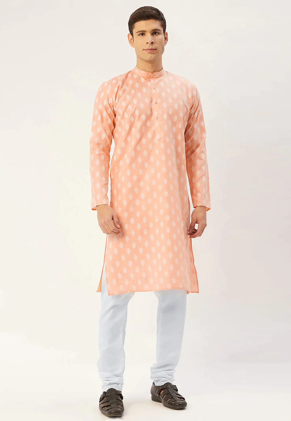 Peach Cotton Kurta Pajama 281636