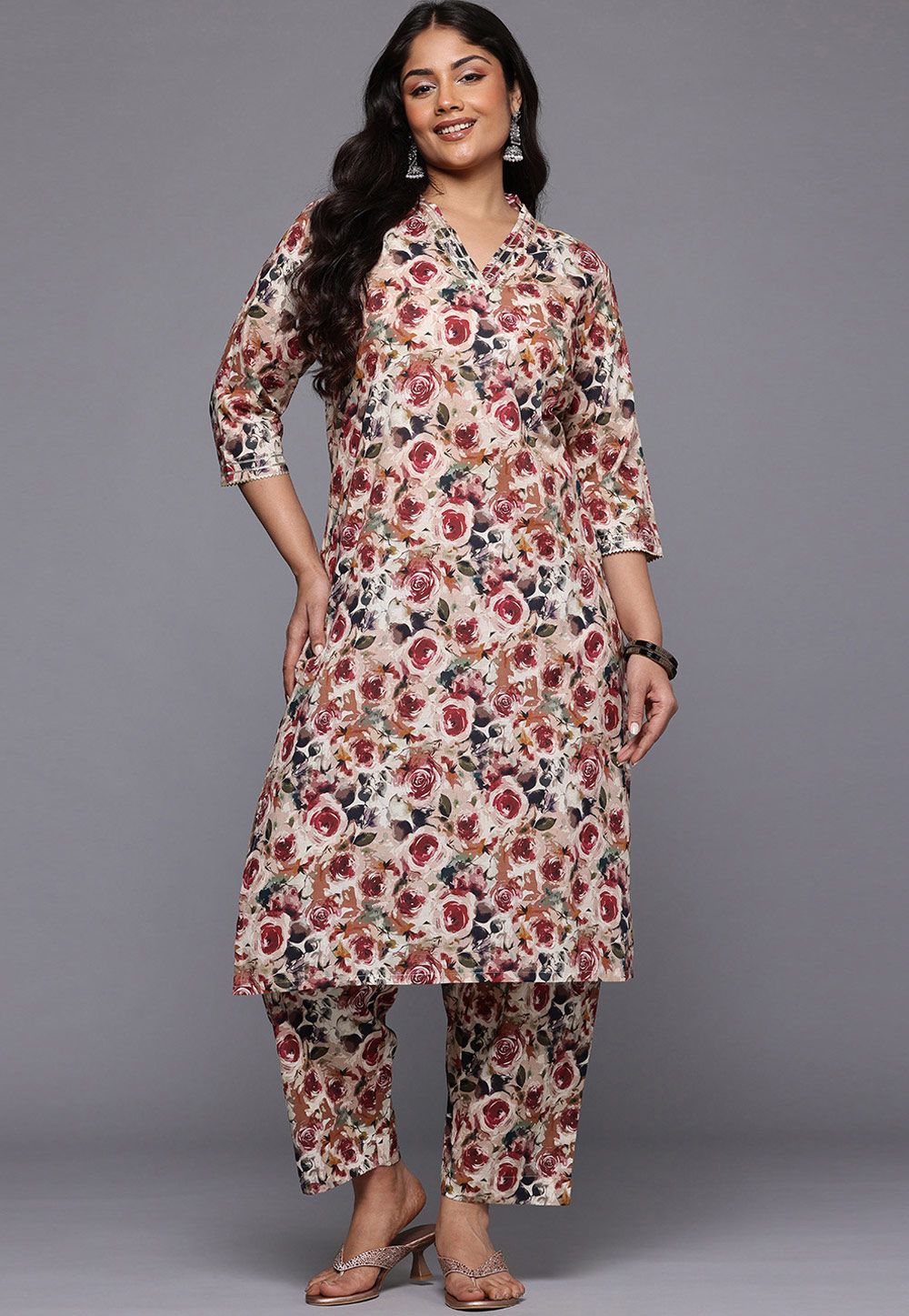 Peach Cotton Kurta Set With Pant 308903