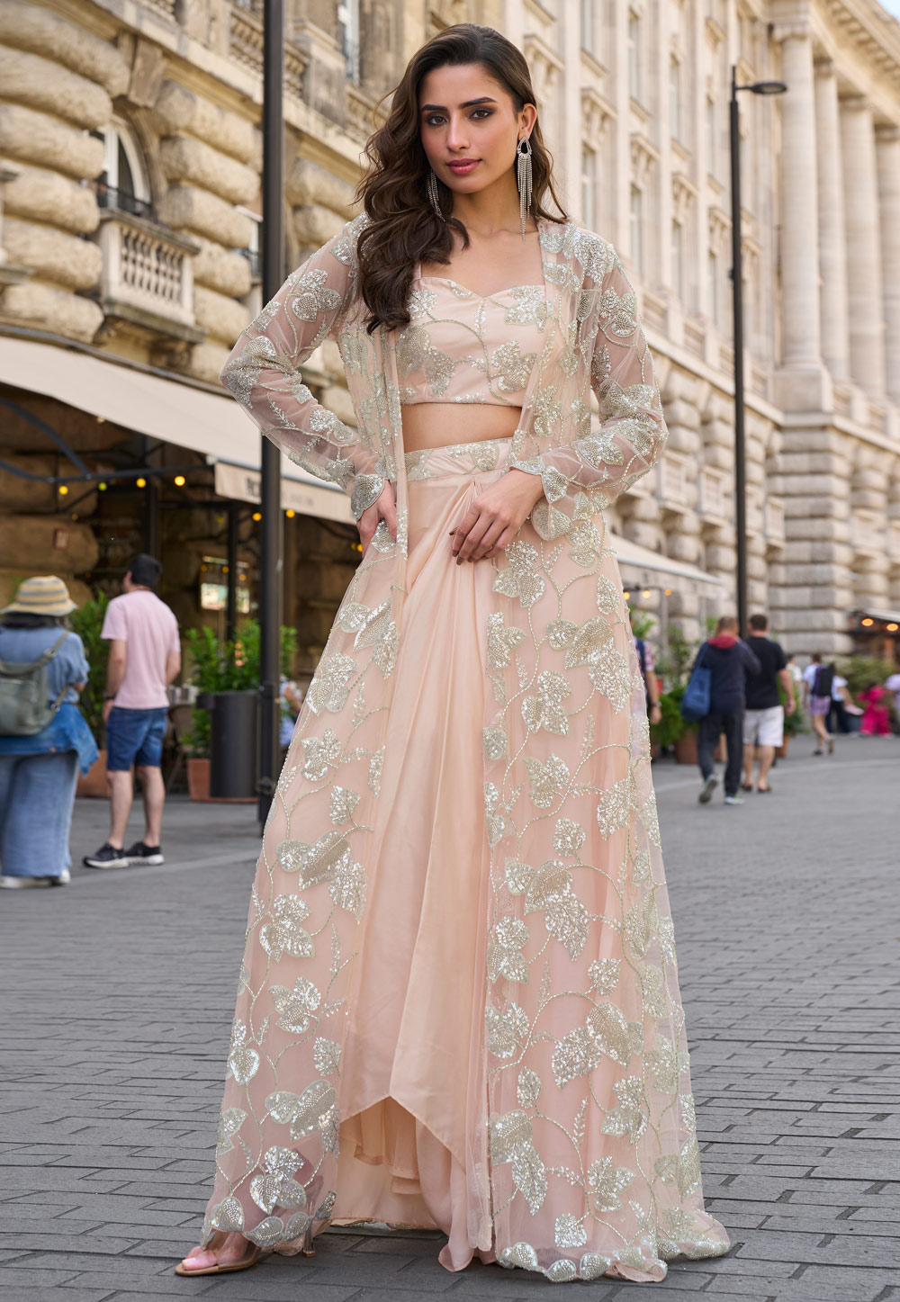 Peach Crepe Silk Designer Salwar Suit 326109