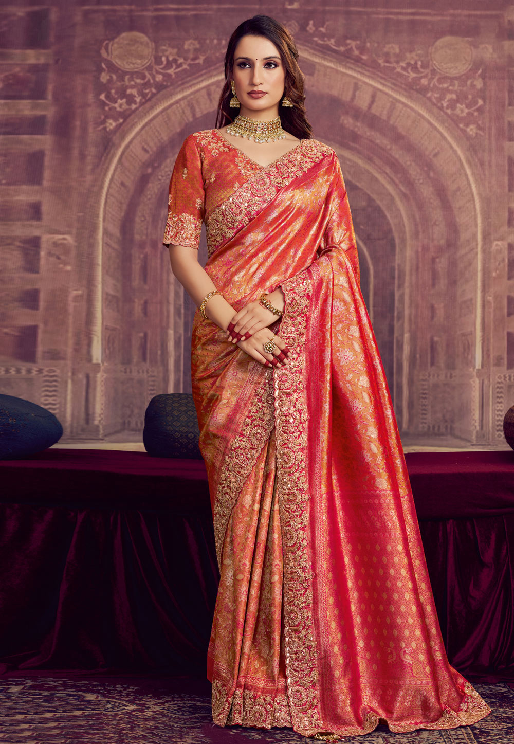 Peach Kanjivaram Silk Saree 319497