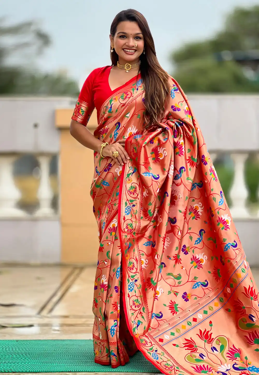Peach Kanjivaram Silk Saree With Blouse 315353