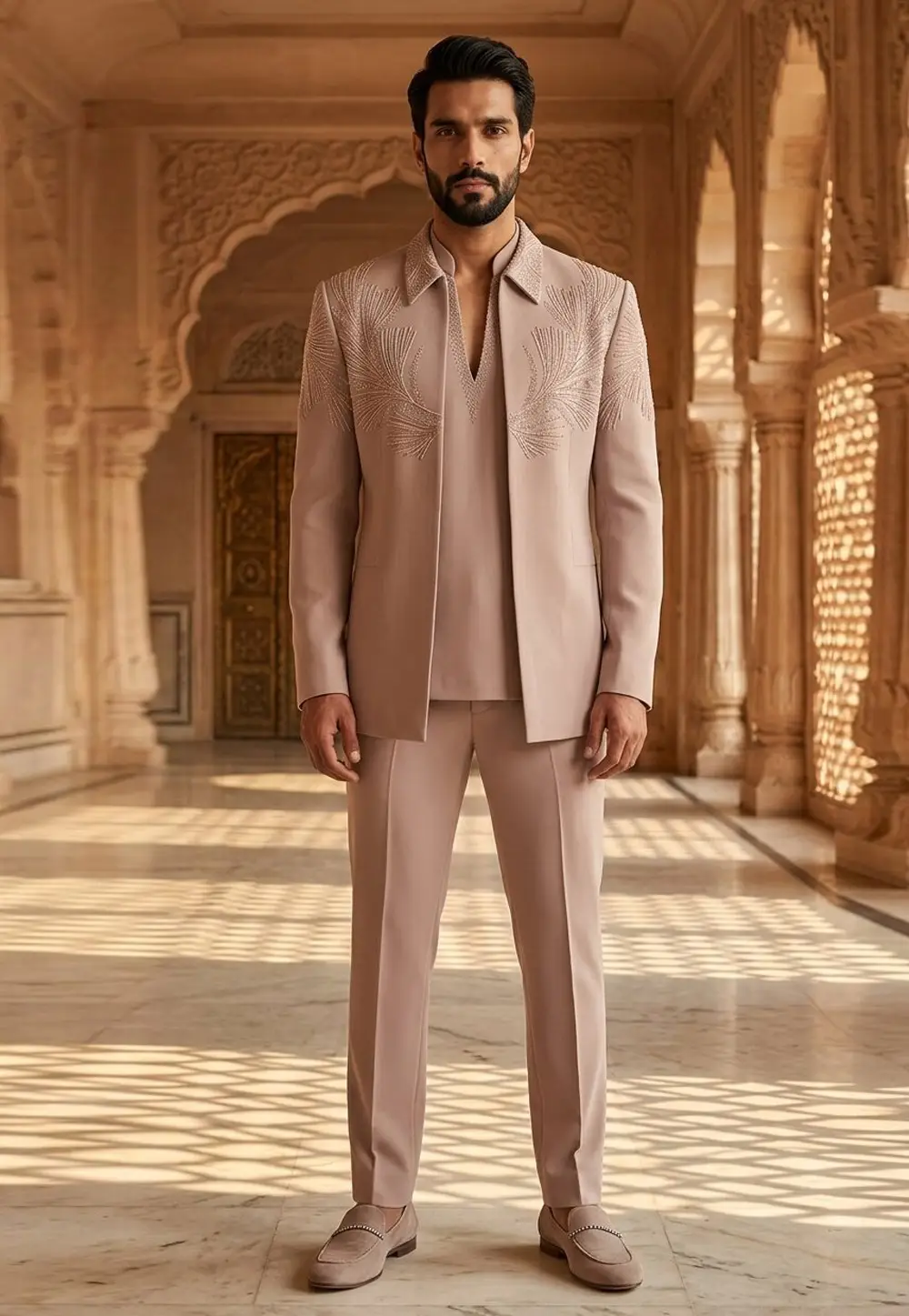Peach Lachka Jodhpuri Suit 335894