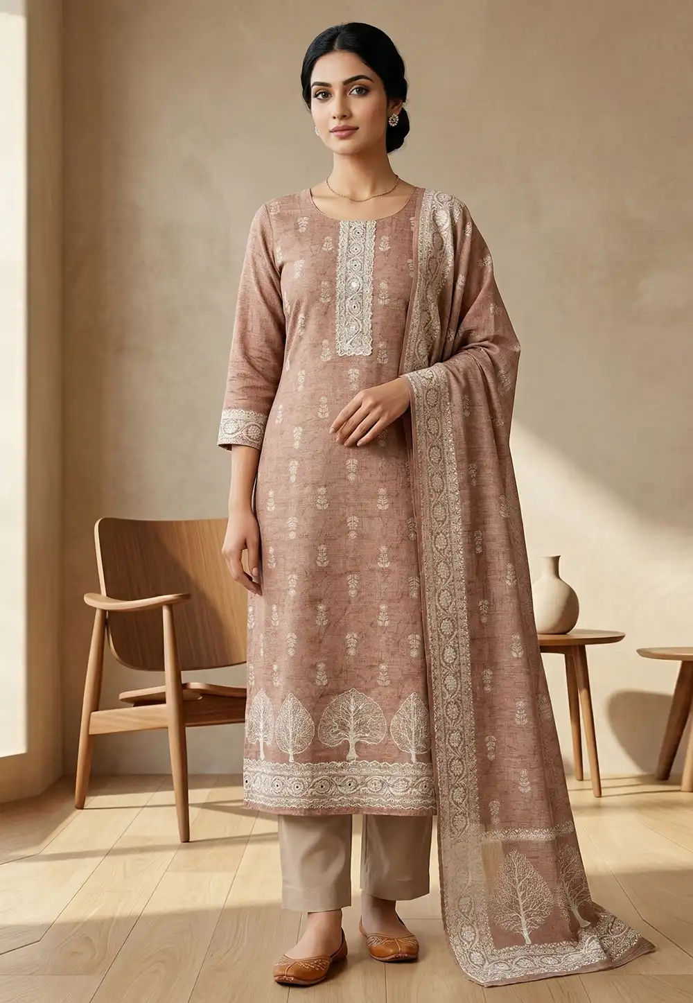 Peach Linen Pant Style Suit 327910