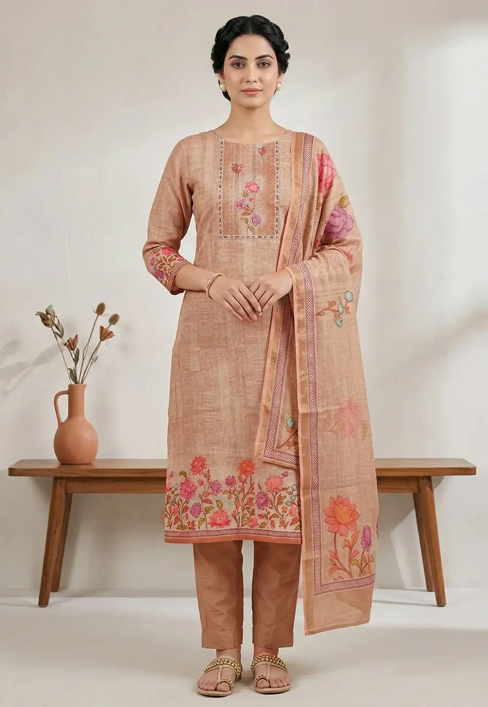 Peach Linen Pant Style Suit 327918