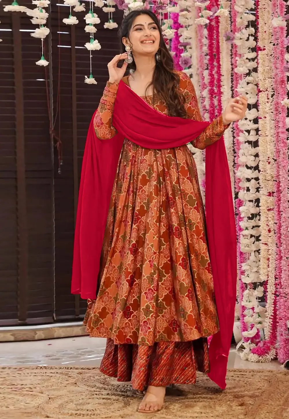 Peach Muslin Readymade Palazzo Suit 299280